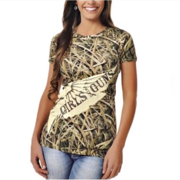 Mossy Oak Blades Duck Tee Girls With Guns GWG S - Picture 1 of 4